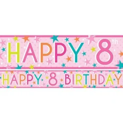 Party Delights Girls 8Th Birthday Paper Banners - 1M (3Pk)< Banners