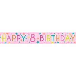 Party Delights Girls 8Th Birthday Paper Banners - 1M (3Pk)< Banners