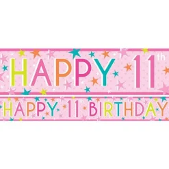 Party Delights Girls 11Th Birthday Paper Banners - 1M (3Pk)< Banners