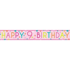 Party Delights Girls 9Th Birthday Paper Banners - 1M (3Pk)< Banners