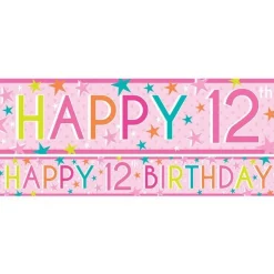 Party Delights Girls 12Th Birthday Paper Banners - 1M (3Pk)< Banners