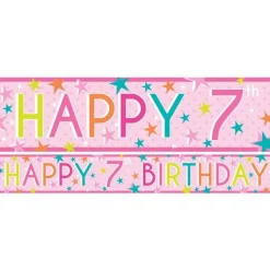 Party Delights Girls 7Th Birthday Paper Banners - 1M (3Pk)< Banners