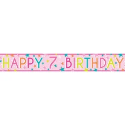 Party Delights Girls 7Th Birthday Paper Banners - 1M (3Pk)< Banners