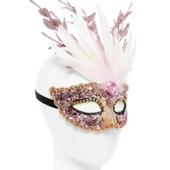 Party Delights Glitter Pink Masquerade Mask< Masks