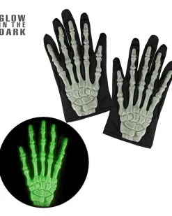 Glow In The Dark 3D Skeleton Gloves - Adult<Party Delights Outlet