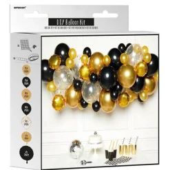 Party Delights Gold & Black Balloon Arch Garland - 66 Balloons< Arches & Clouds