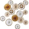Party Delights Gold & White Paper Fan Decorations (15Pk)< Hanging Decorations