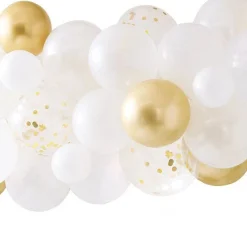 Party Delights Gold And White Botanical Hen Party Balloon Arch - 55 Balloons< Arches & Clouds