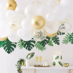 Party Delights Gold And White Botanical Hen Party Balloon Arch - 55 Balloons< Arches & Clouds