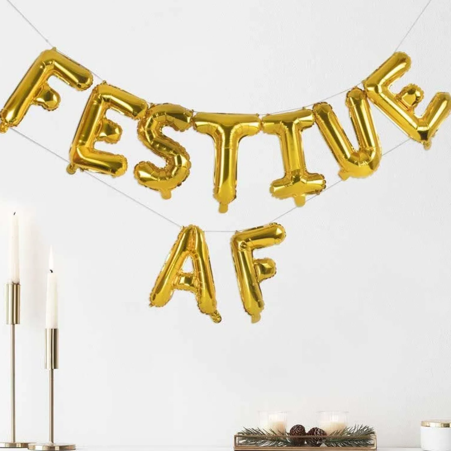 Party Delights Gold Festive Af Balloon Bunting - 16" Foil< Letter Balloons