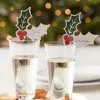 Gold Foiled Holly Drinks Topper (12Pk)<Party Delights New