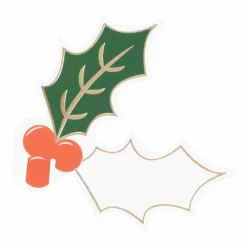 Gold Foiled Holly Drinks Topper (12Pk)<Party Delights New