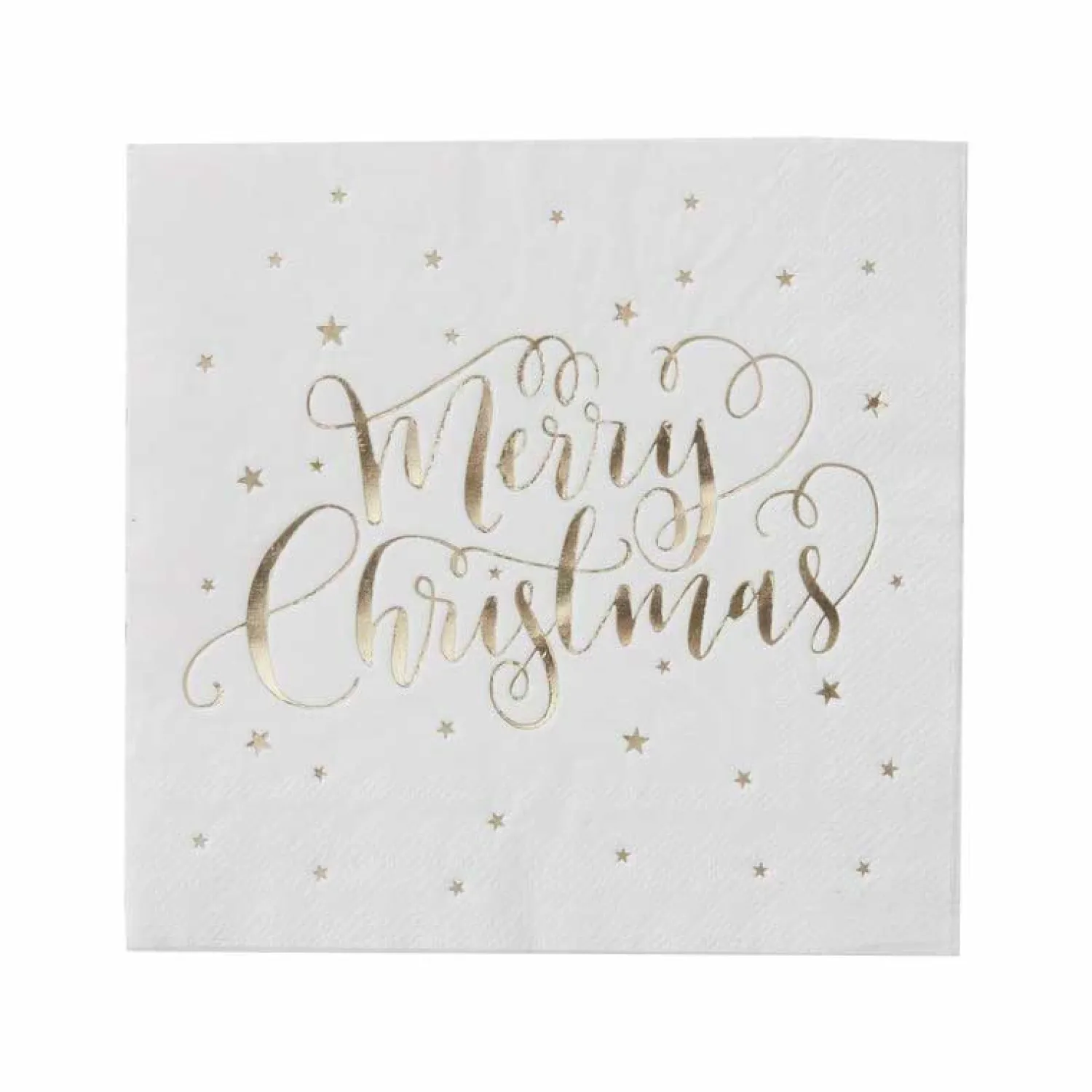 Gold Foiled Merry Christmas Paper Napkins - 33Cm (20Pk)<Party Delights New