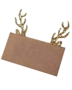 Gold Glitter Antler Kraft Place Cards (10Pk)<Party Delights Best
