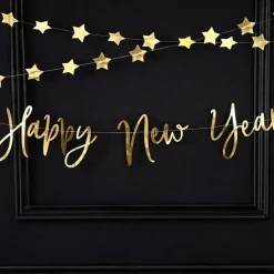 Party Delights Gold 'Happy New Year' Foil Paper Letter Banner - 66Cm< Banners