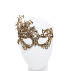 Party Delights Gold Lace Masquerade Mask< Masks