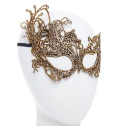 Party Delights Gold Lace Masquerade Mask< Masks