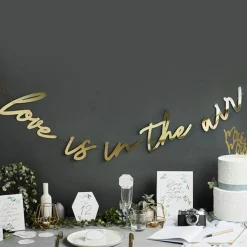 Party Delights Gold Love Is In The Air Letter Banner - 2M< Banners