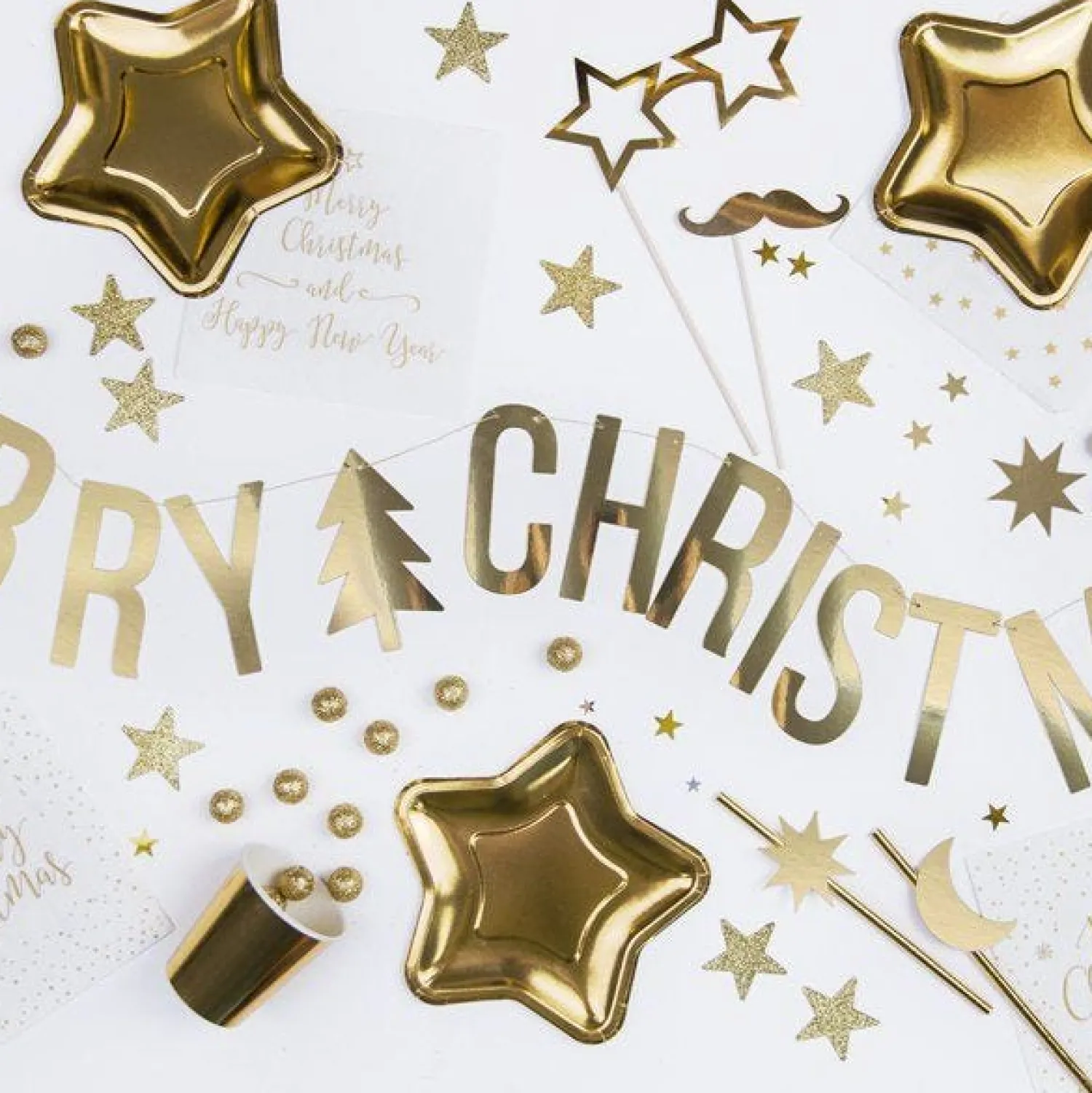 Gold Merry Christmas Banner - 1.5M<Party Delights New