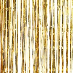 Party Delights Gold Metallic Foil Fringe Curtain< Party Backdrops