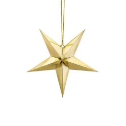 Gold Paper Hanging Star - 30Cm<Party Delights