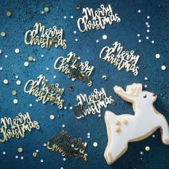 Gold Script Foil Merry Christmas Foil Confetti (14G)<Party Delights Hot
