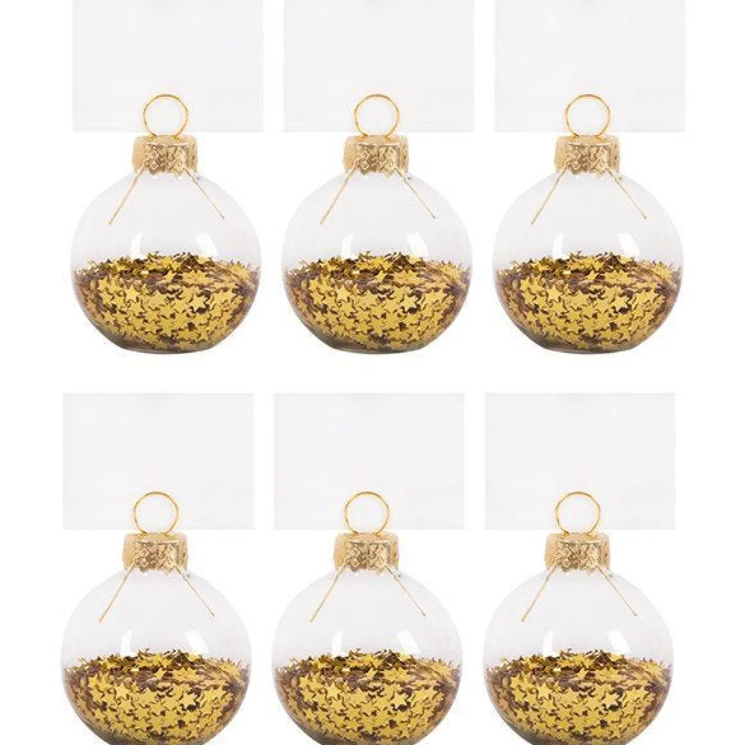 Gold Star Confetti Place Card Holders - 5 X 5Cm (6Pk)<Party Delights Sale