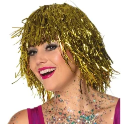 Party Delights Gold Tinsel Wig< Wigs