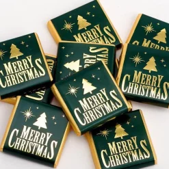 Green & Gold Merry Christmas Chocolate Neapolitans X50<Party Delights Sale