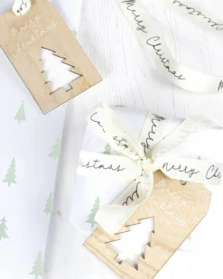 Green Christmas Tree Eco Wrapping Paper Kit With Ribbon & Tags<Party Delights Sale