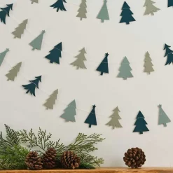 Green Christmas Trees Paper Garland - 5M<Party Delights Sale