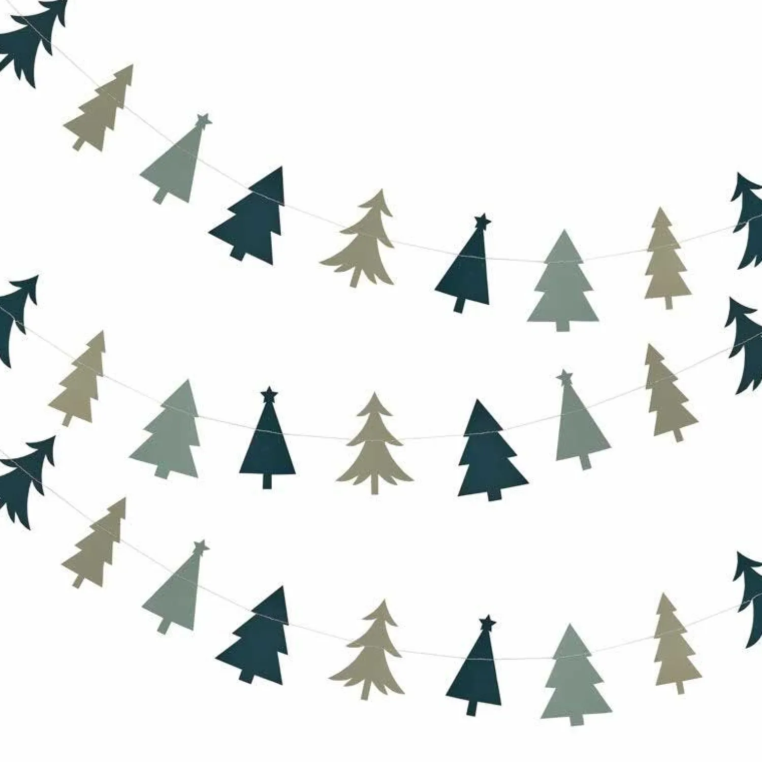 Green Christmas Trees Paper Garland - 5M<Party Delights Sale