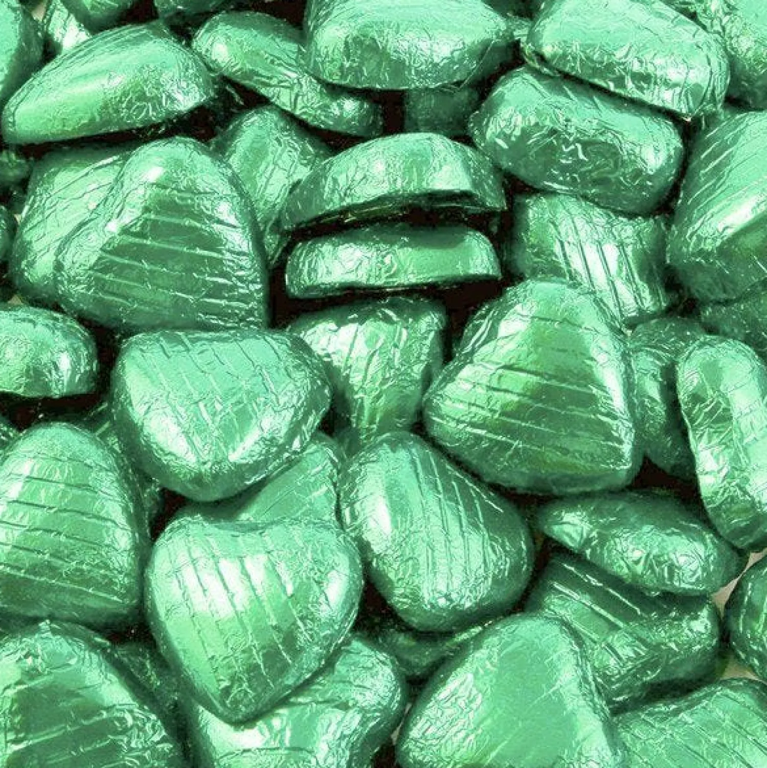 Party Delights Green Foil Chocolate Hearts - 1Kg< Chocolates