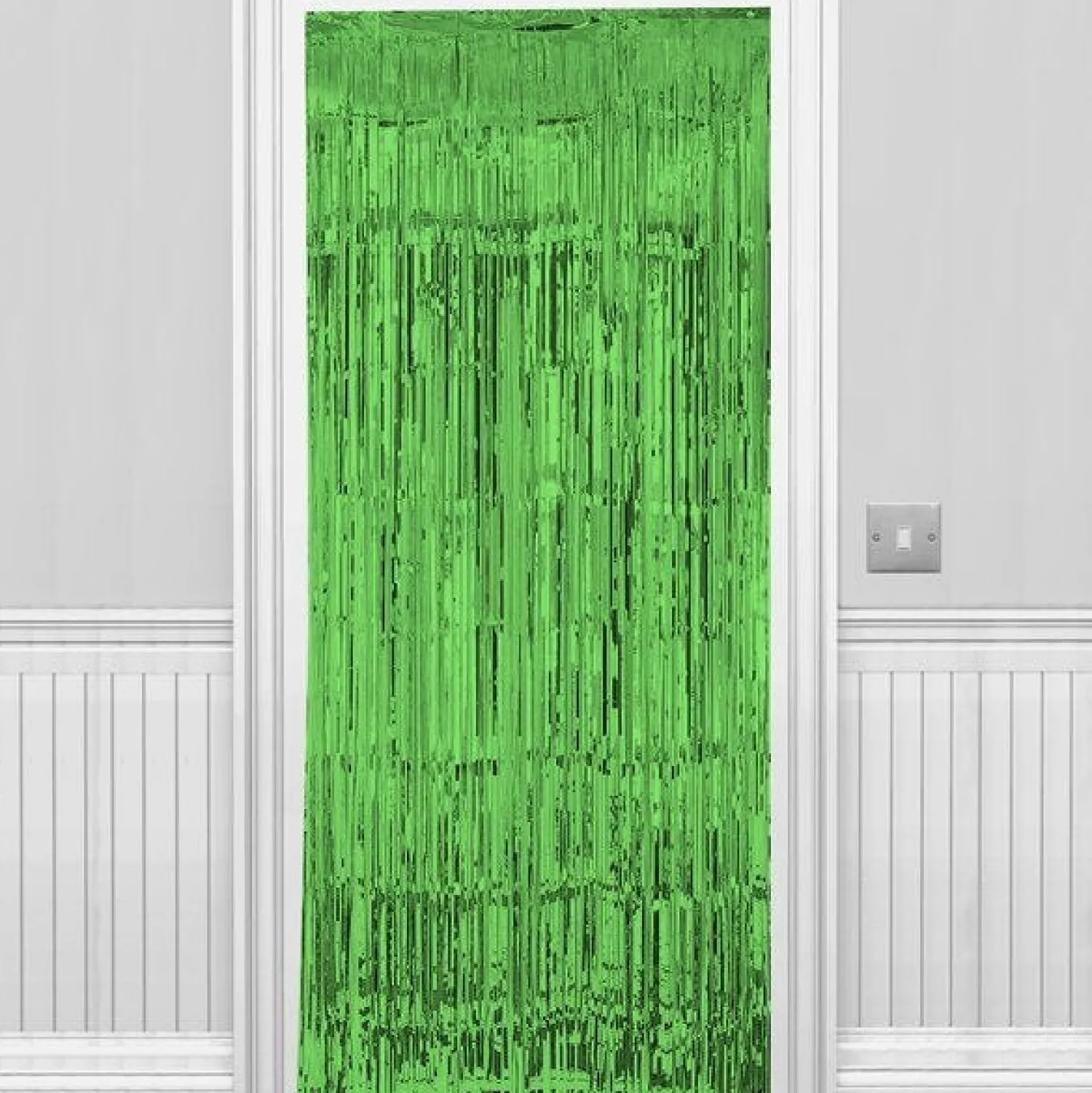 Party Delights Green Foil Door Curtain - 2.4M X 92Cm< Party Backdrops
