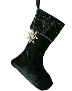 Green Velvet With Embroidery Stocking<Party Delights Clearance