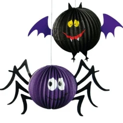 Party Delights Hanging Spider Or Bat Honeycomb Decoration - 18Cm< Hanging Decorations
