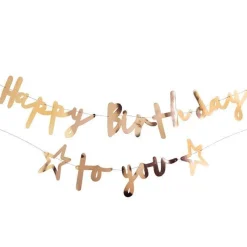 Party Delights Happy Birthday To You Gold Paper Banner - 2M< Banners