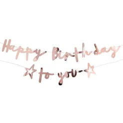 Party Delights Happy Birthday To You Rose Gold Paper Banner - 2M< Banners