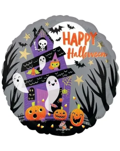 Happy Halloween Haunted House Balloon - 18" Foil<Party Delights Sale