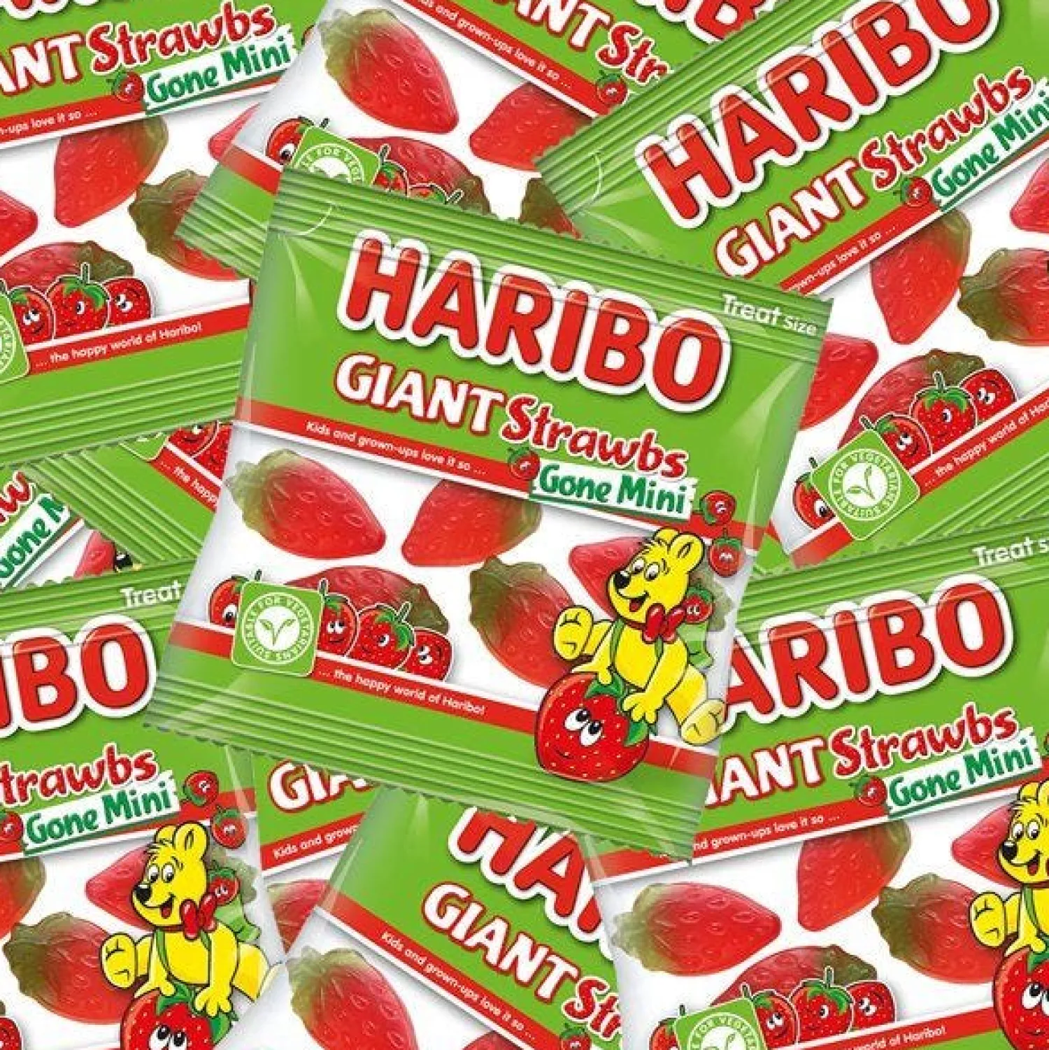 Party Delights Haribo Giant Strawbs Mini's X100< Sweets
