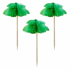 Party Delights Hawaiian Honeycomb Palm Trees Cupcake Toppers (6Pk)< Honeycombs