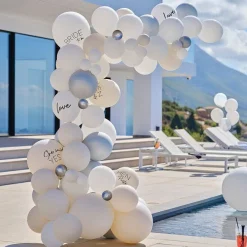 Party Delights Hen Party White & Silver Latex Balloon Arch With Streamers< Arches & Clouds