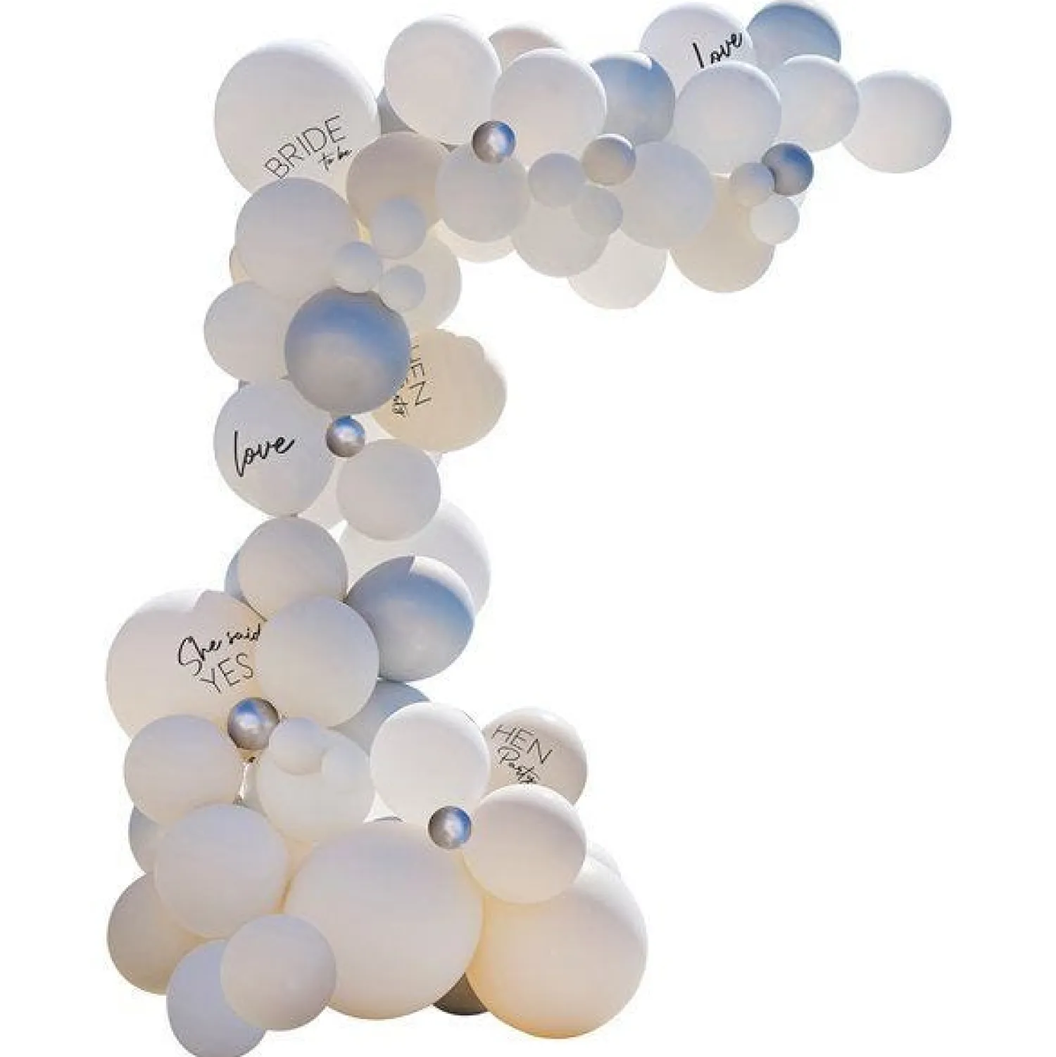 Party Delights Hen Party White & Silver Latex Balloon Arch With Streamers< Arches & Clouds