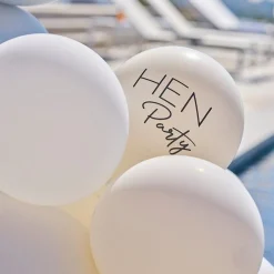 Party Delights Hen Party White & Silver Latex Balloon Arch With Streamers< Arches & Clouds