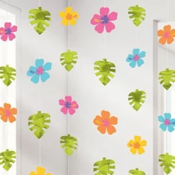 Party Delights Hibiscus Hanging Strings - 2.1M Hawaiian Decoration (6Pk)< Hanging Decorations