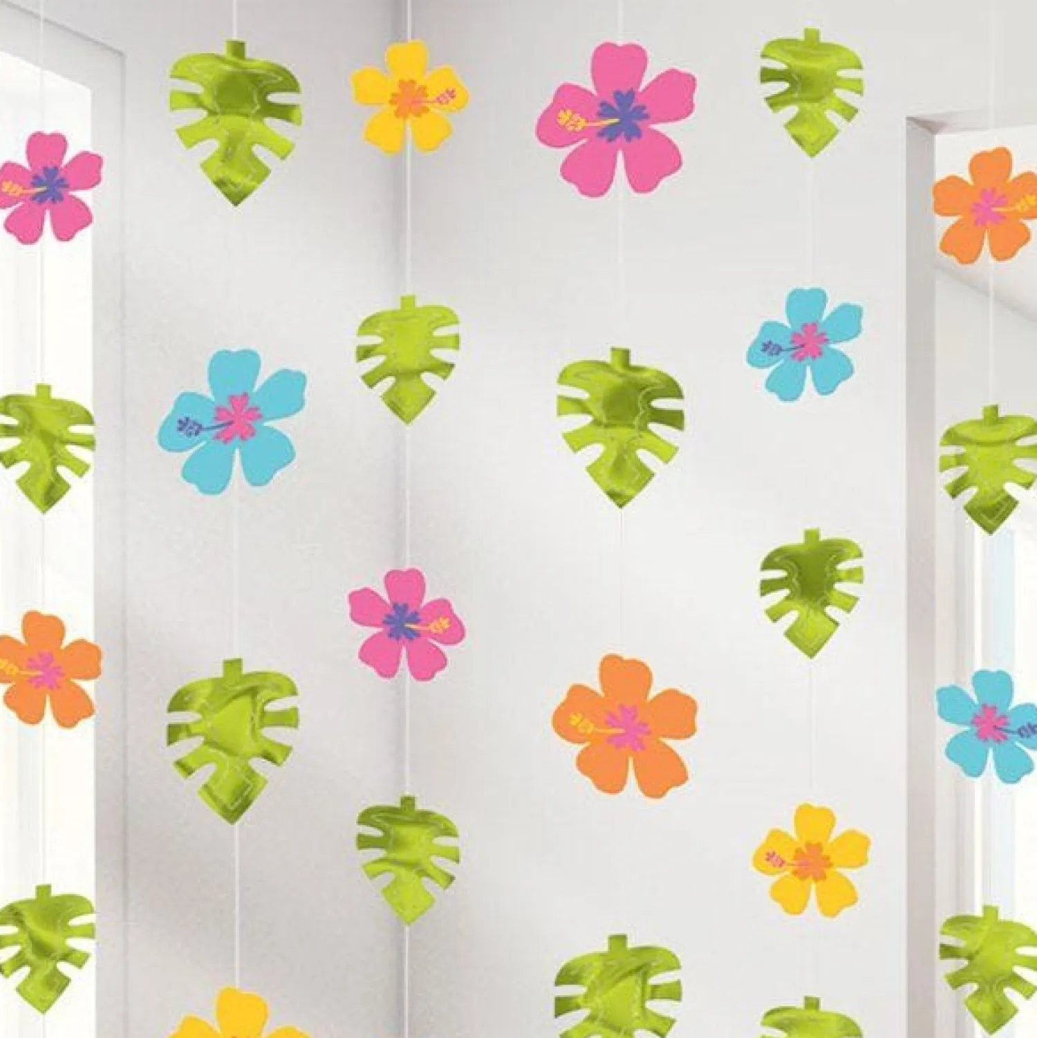 Party Delights Hibiscus Hanging Strings - 2.1M Hawaiian Decoration (6Pk)< Hanging Decorations