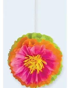 Party Delights Hibiscus Pom Pom Paper Decorations - 40Cm (3Pk)< Hanging Decorations