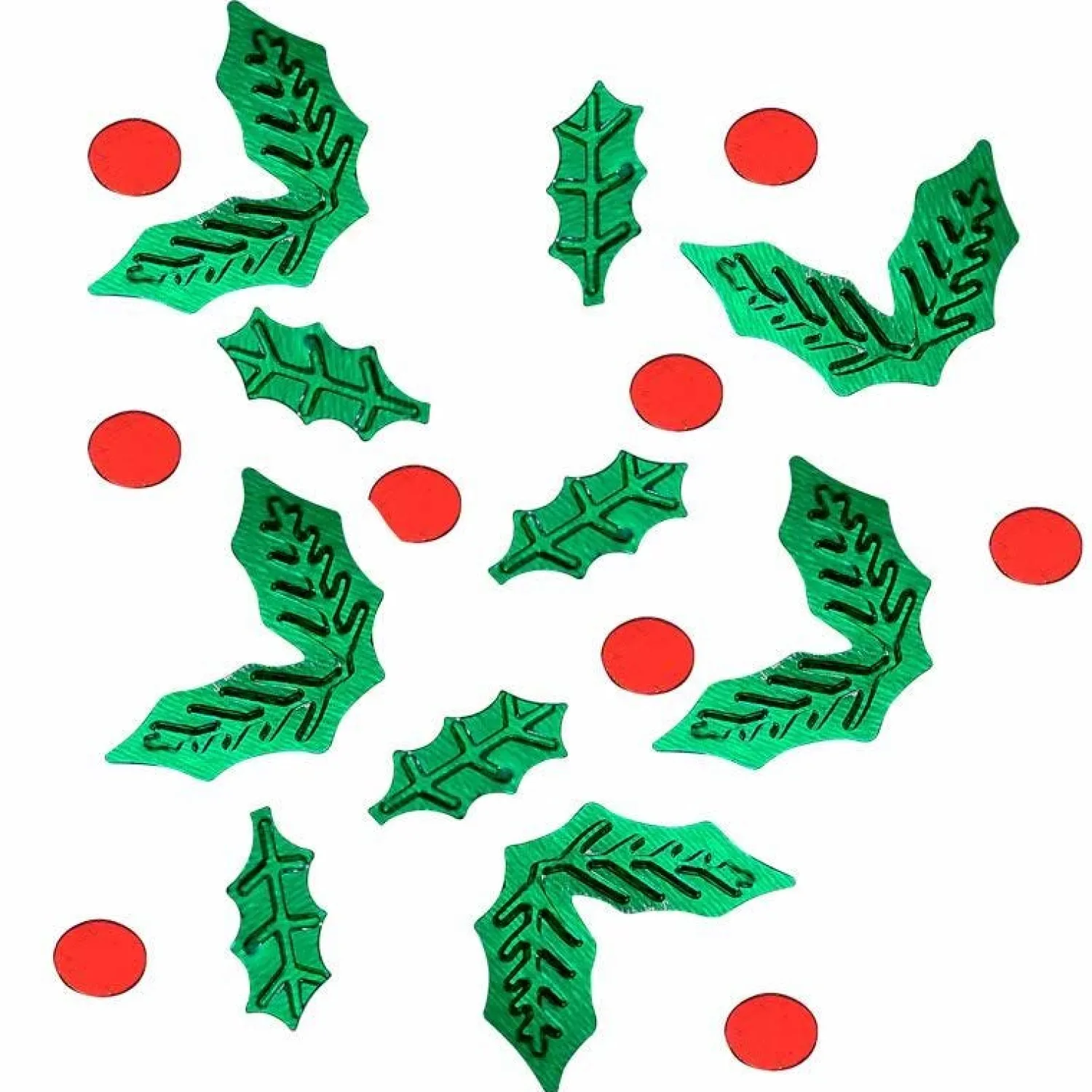 Holly Leaf & Berries Shaped Foil Confetti (13G)<Party Delights Sale