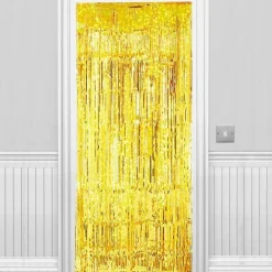 Party Delights Holographic Gold Foil Door Curtain - 2.4M X 92Cm< Party Backdrops