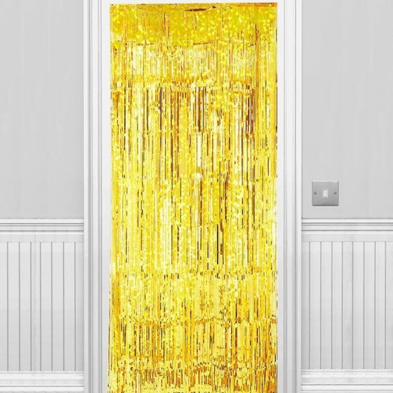 Party Delights Holographic Gold Foil Door Curtain - 2.4M X 92Cm< Party Backdrops